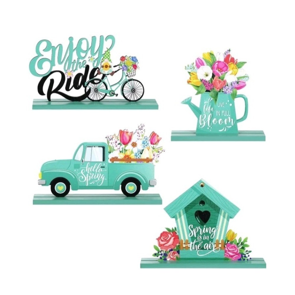4 Pcs Hello Spring Table Decorations Spring Easter Table Fresh Style